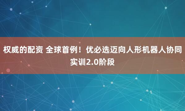 权威的配资 全球首例！优必选迈向人形机器人协同实训2.0阶段