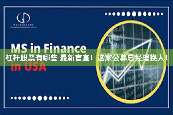杠杆股票有哪些 最新官宣！这家公募总经理换人！